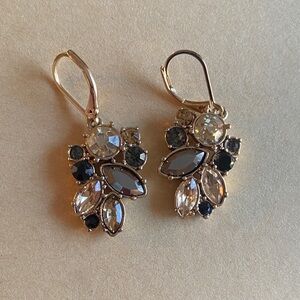 Gold and Black Crystal Dangle Earrings